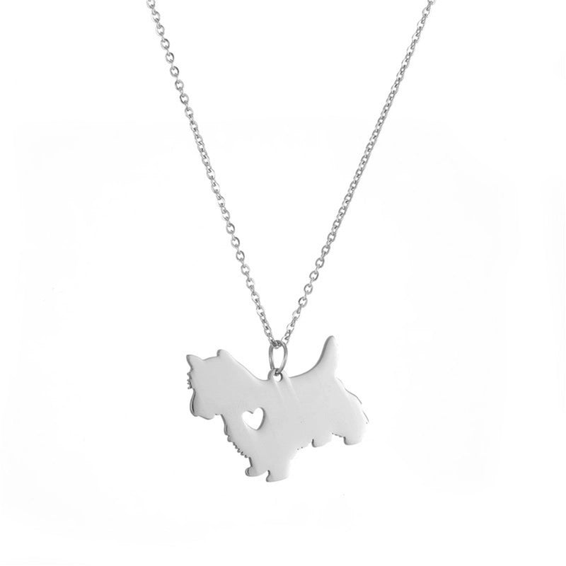 304 Stainless Steel Cute Slice Polishing Animal Dog Necklace Titanium Steel Necklace