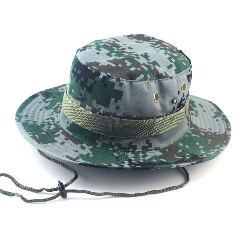 Hot Outdoor Sunscreen Round Edge Hat Mountaineering Hat Camouflage Jungle Hat Benney Hat Men's And Women's Fisherman Hat