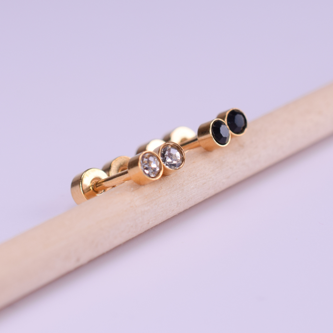 3mm Framed diamond studs - Gold