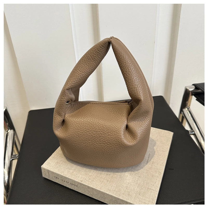Women's Small Pu Leather Solid Color Streetwear Square Zipper Ruched Bag