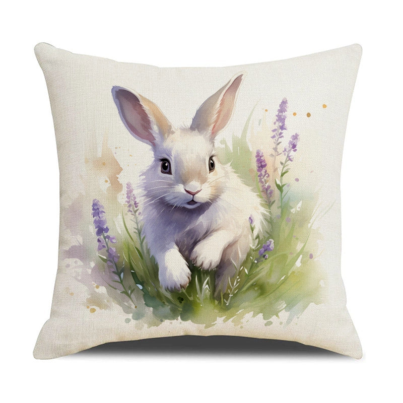 Easter Minimalist Classic Style Rabbit Linen Pillow Cases Couch & Sofa Decor
