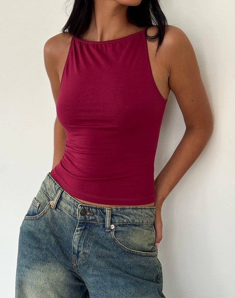 Dudley Vest Top in Burgundy