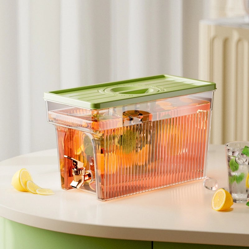 Light Luxury Air-cooled Bubble Fruit Juice Bucket Household Cold Water Kettle Refrigerator Cold Water Bucket Plastic Drink Cold Water Kettle With Tap