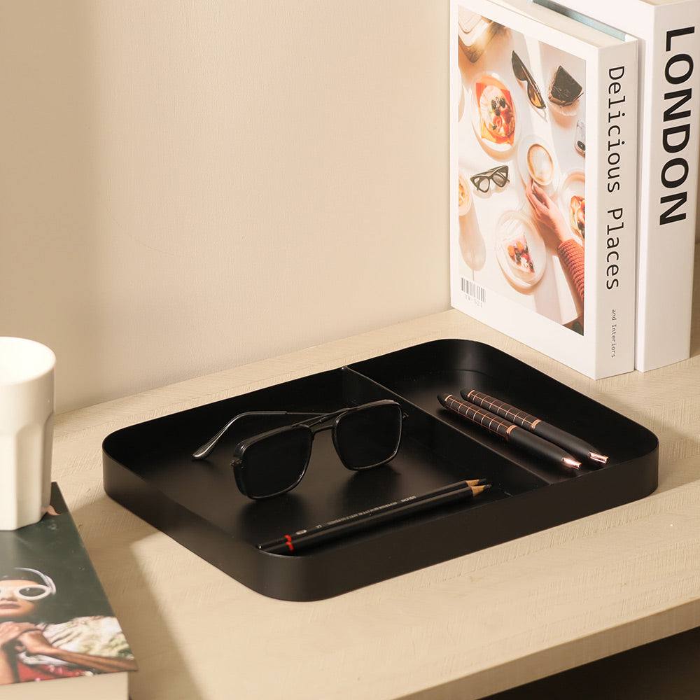 Metal Sectional Desk Tray - Black