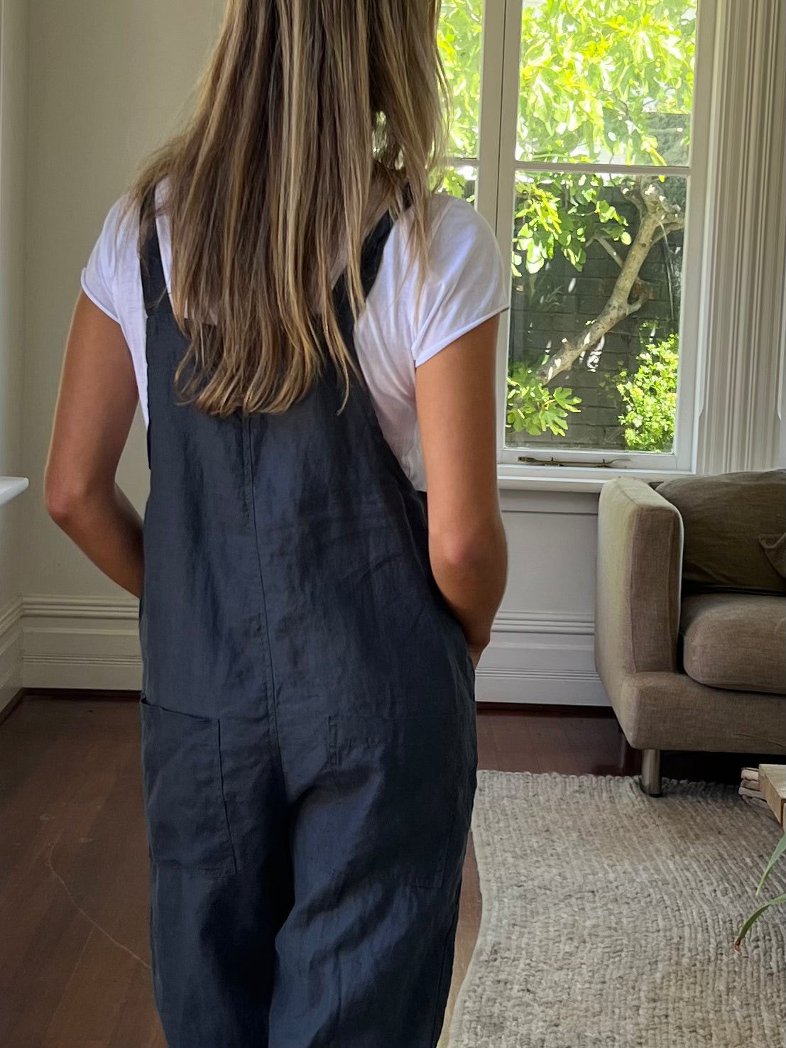 overalls -charcoal linen