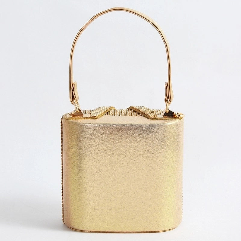 Rhinestone Satin Solid Color Bucket Evening Bags