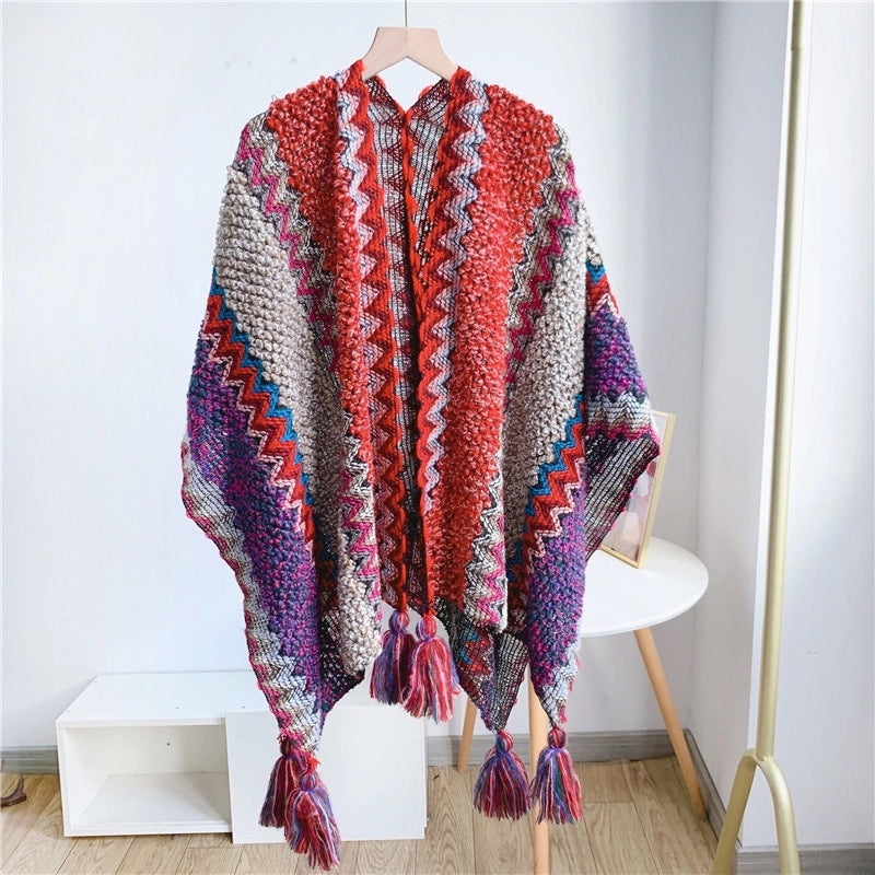 Women's Ethnic Style Plaid Acrylic Tassel Shawl
