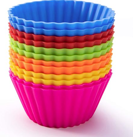 6 Pcs Cup Cake Mould Set Silicone – Multicolour Reusable Silicone Cupcake Moulds