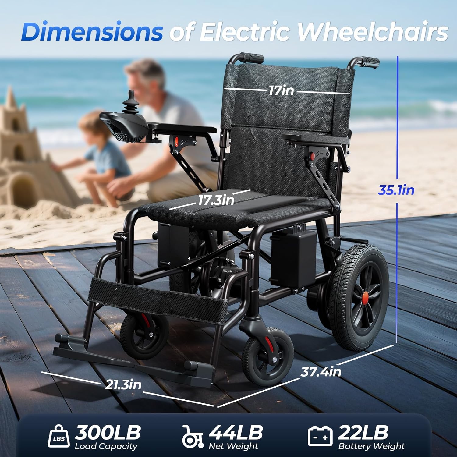 Electric Wheelchairs for Adults, Foldable Lightweight Electric Wheelchair Travel Motorized Wheelchairs for Seniors