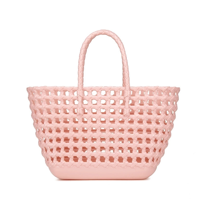 Women's Large PVC Solid Color Vacation Classic Style Bucket Open Handbag