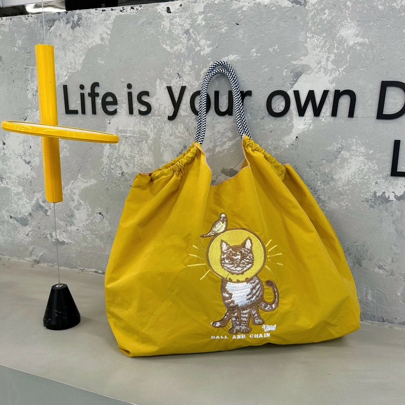 Women's Large Nylon Animal Donuts Basic Classic Style Square Open Shopping Bags