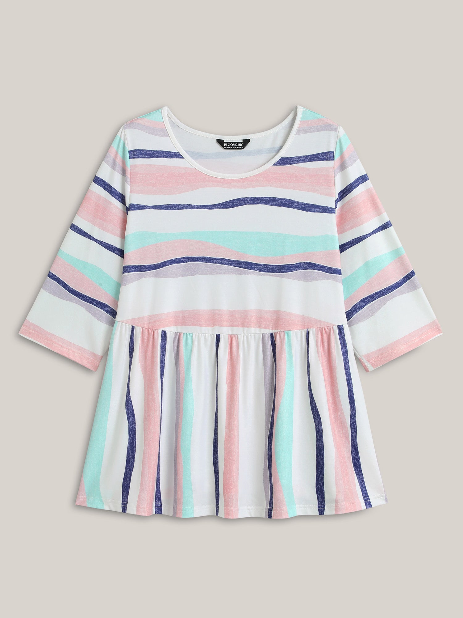 Color Contrast Seven-Quarter Sleeve T-Shirt