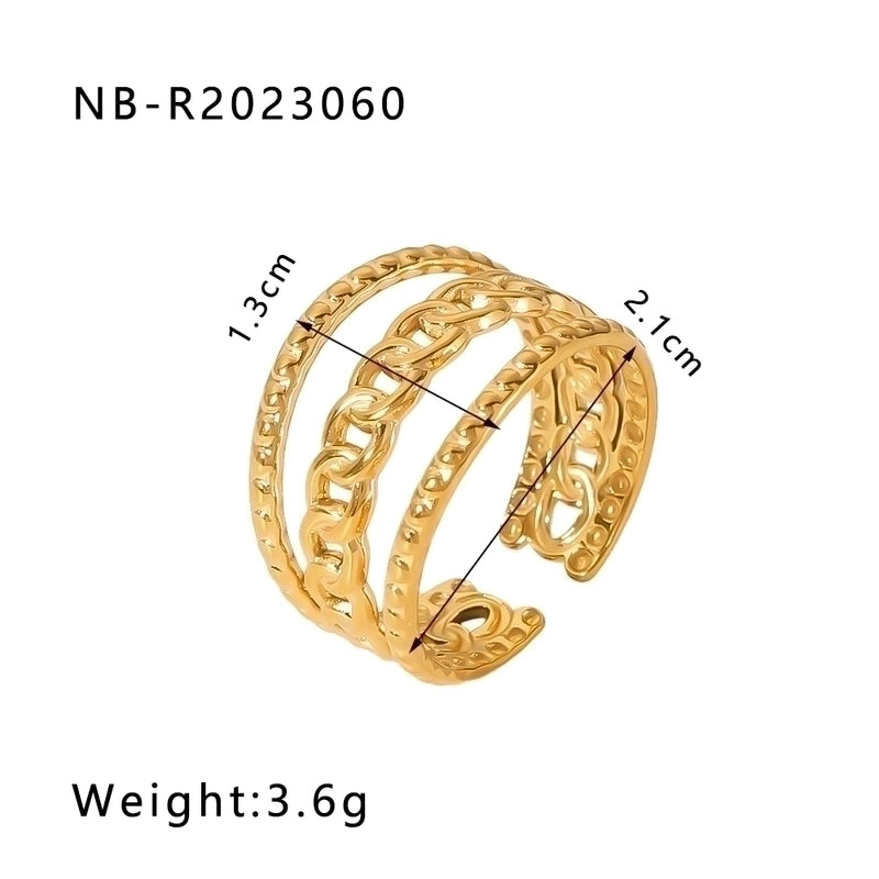 2 Pieces Stainless Steel 18K Gold Plated IG Style Basic Minimalist Plating Tree Symbol Lingge Open Rings
