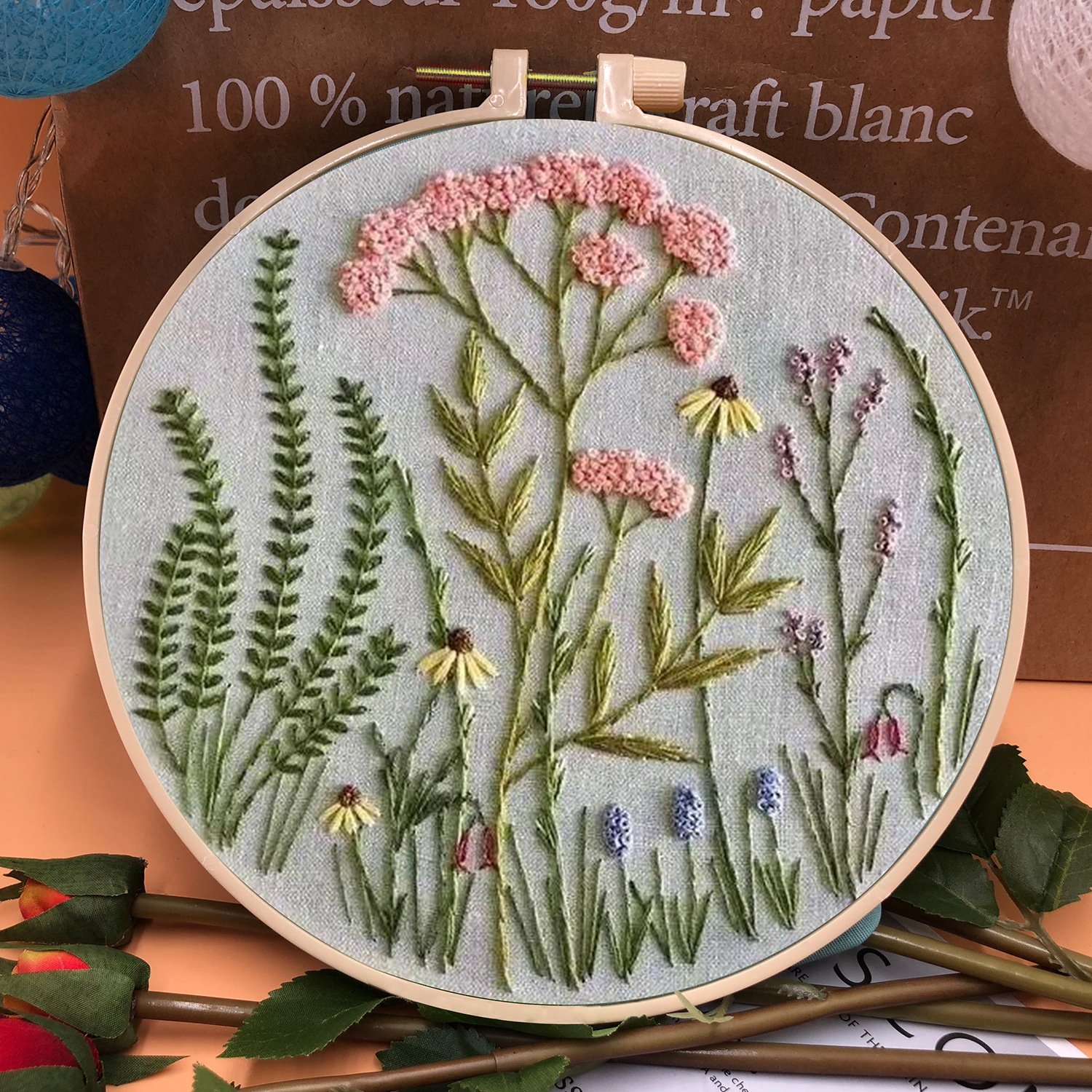 Perfect Gift - Embroidery  Hoop Flower Kit for Beginner