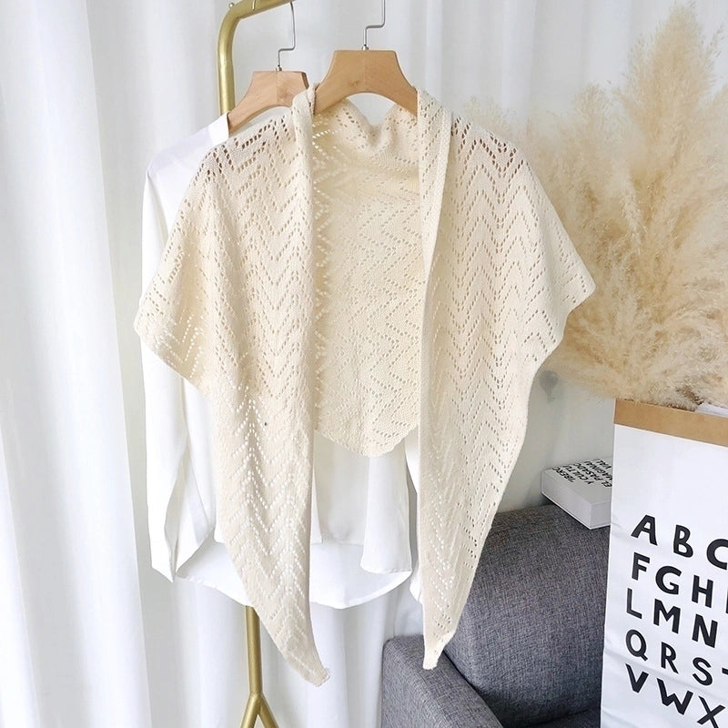Women's Sweet Solid Color Knit Hollow Out Shawls