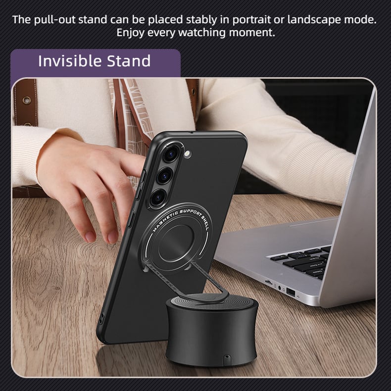 Matte Invisible Stand Magnetic Case For Samsung S23/ S23+/ S23 Ultra