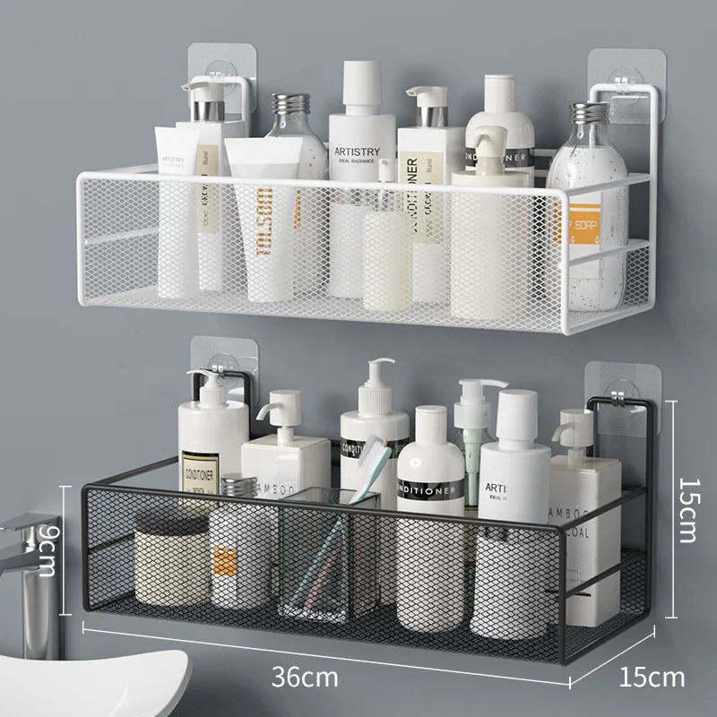 Adhesive Toilet Shelves Organizer Shelf Storage Wall Mounted Metal Bathroom Rack Shower Corner Shelf