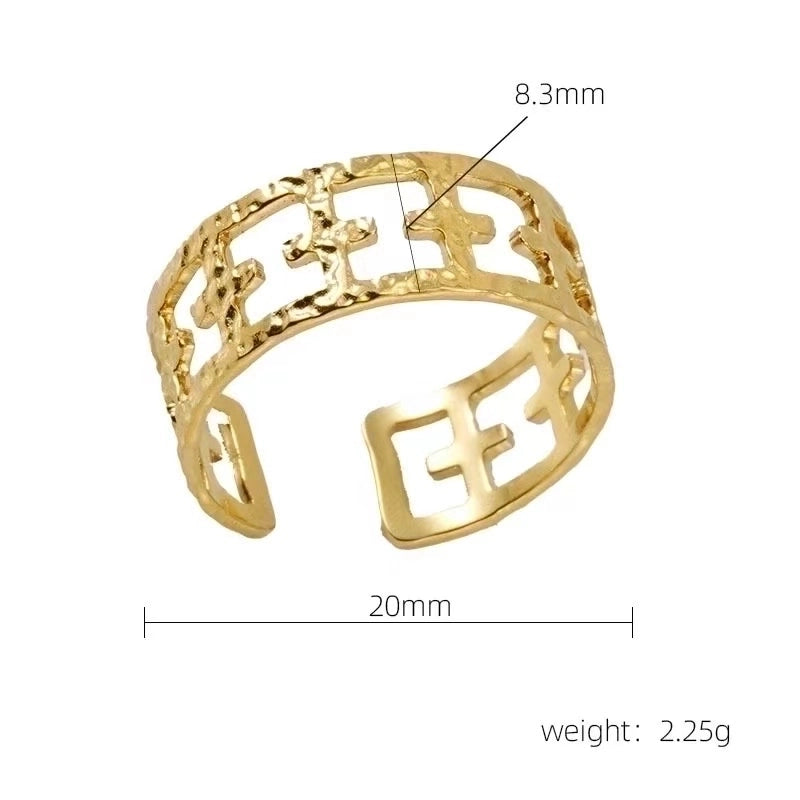 30 Pieces Casual French Style Leaf 304 Stainless Steel 18K Gold Plated Plating Open Rings