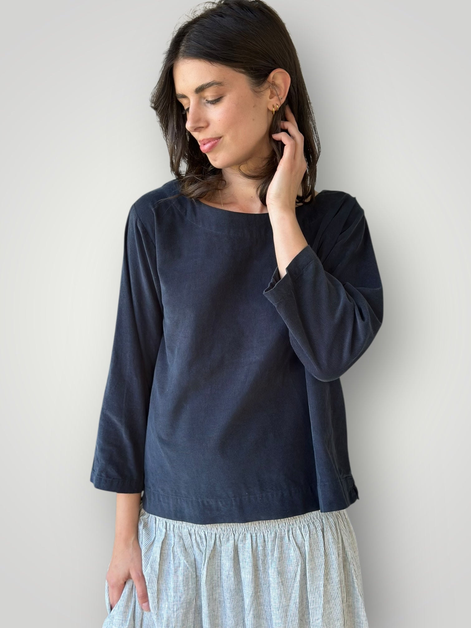 anya top - charcoal cord
