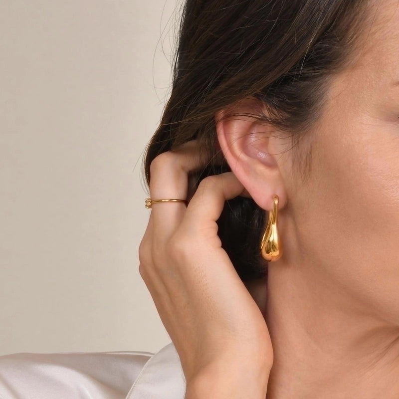 1 Pair IG Style Vintage Style C Shape Solid Color Plating 201 Stainless Steel Ear Studs