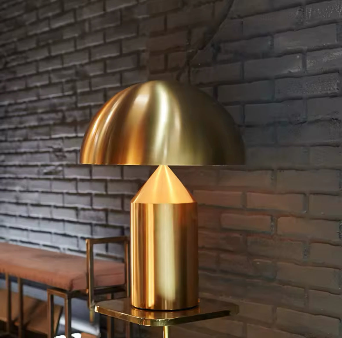 Modern Gold Metal Table Lamp with Geometric Dome Shade