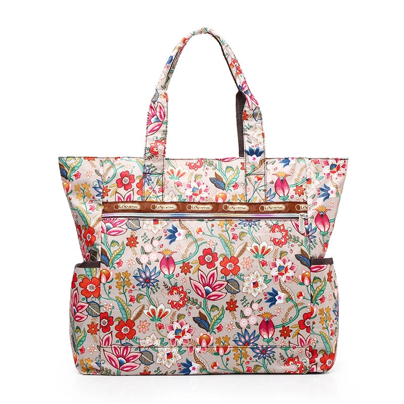Women's Large Oxford Cloth Printing Classic Style Square Zipper Shoulder Bag