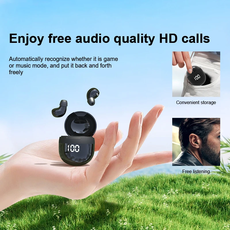 New18 Heavy Bass Headphones Wireless Bluetooth Earphones Sleeping Headset With Mic Noise Reduction Mini Earbuds For Xiaomi Redmi