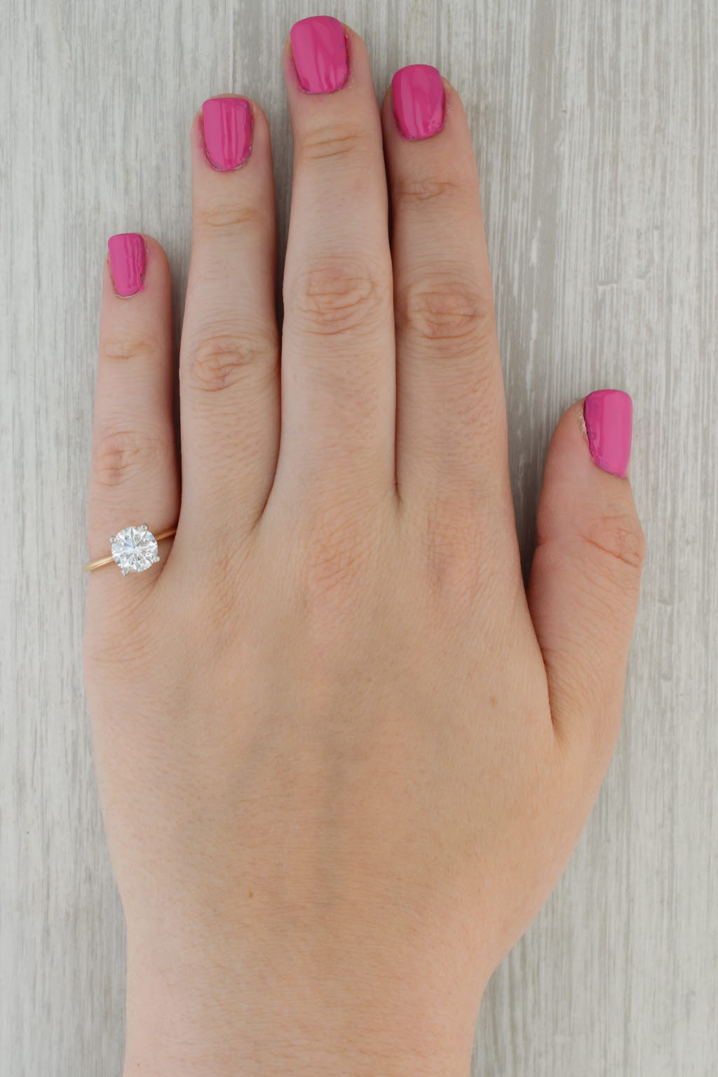 2.14ct Lab Created Diamond Solitaire Ring 14k Yellow Gold Size 6.5 GIA VVS2 G
