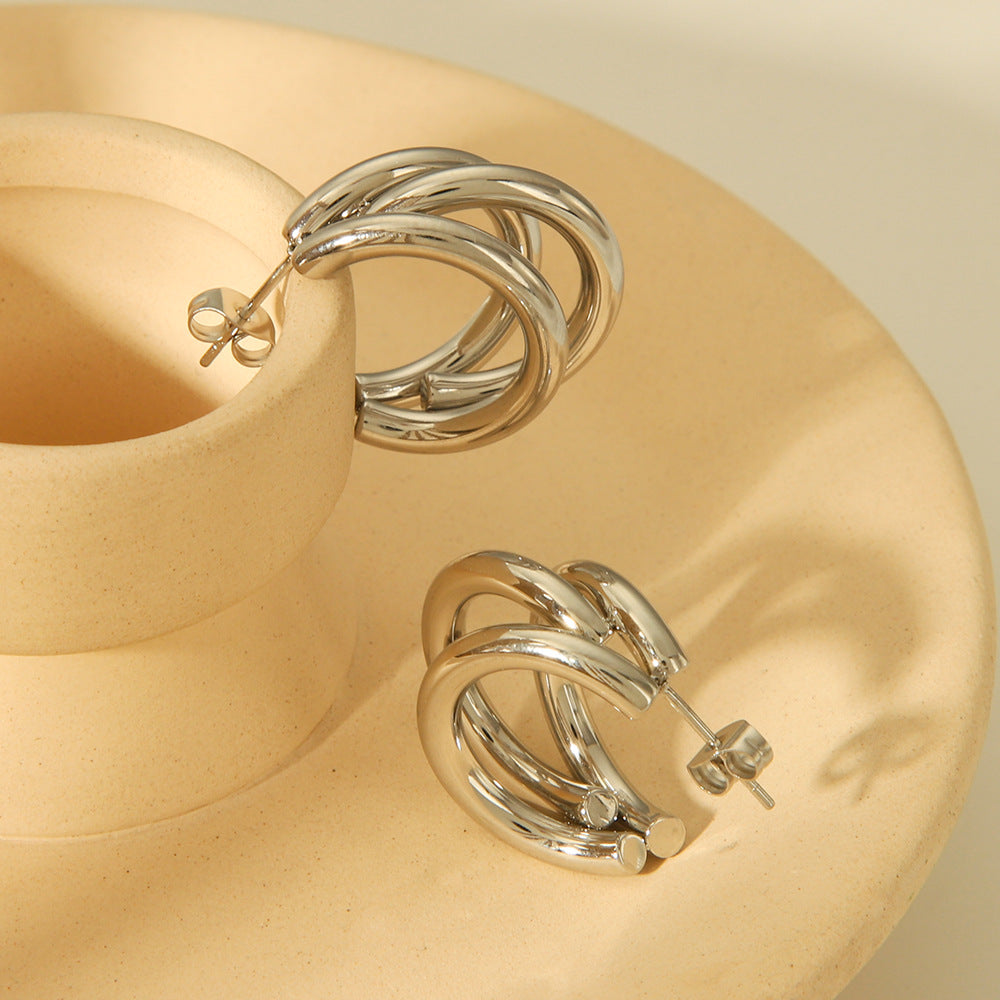 IG Style Geometric Stainless Steel Electroplating Earrings