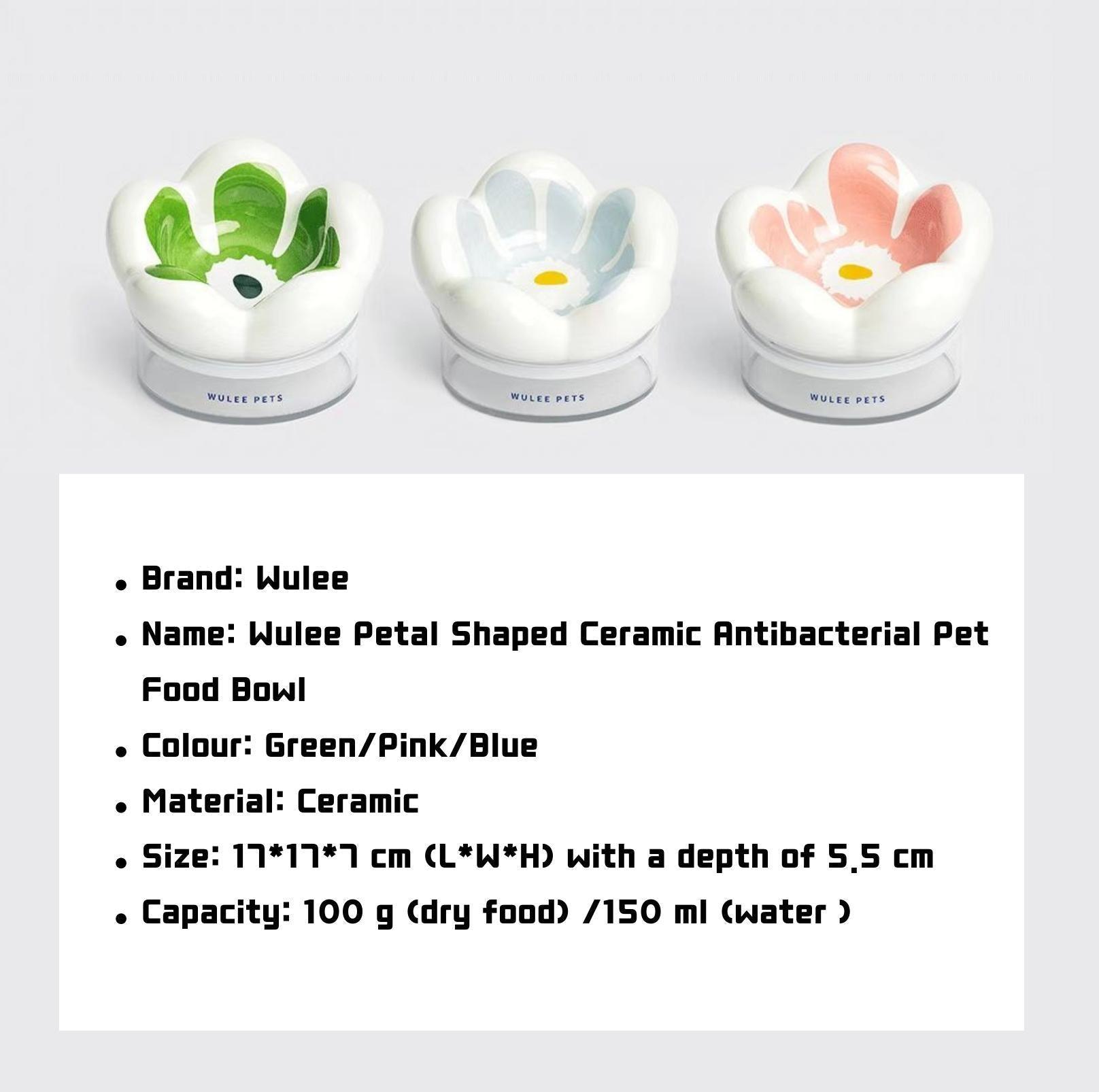 Wulee Petal Shaped Ceramic Antibacterial Pet Cat Bowls Small Dog Bowls