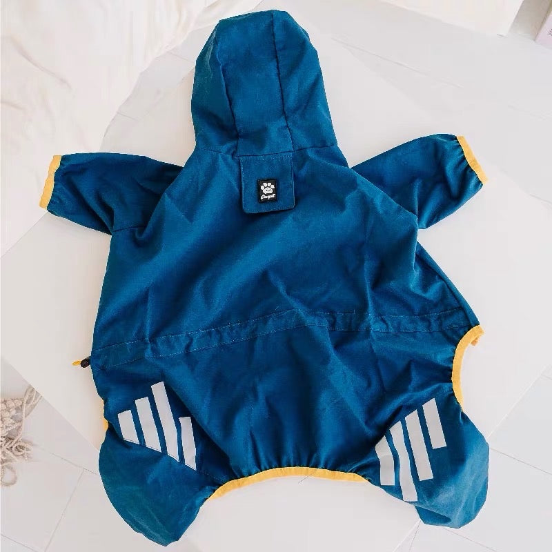 Striped Hooded Dog Raincoat Jacket