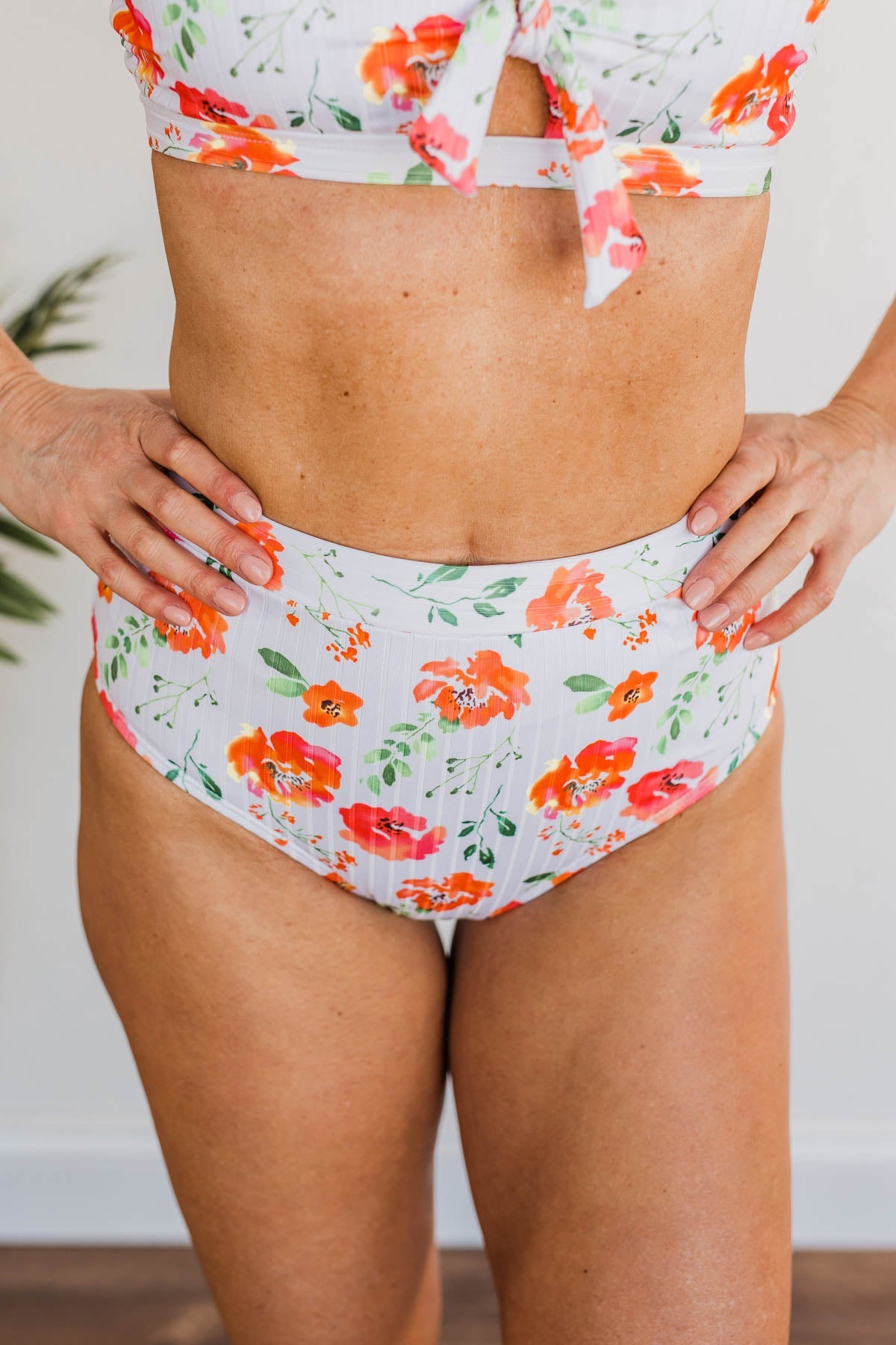 Making Waves High-Rise Swim Bottoms- Orange Floral