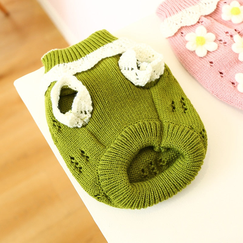 Flower Blossoming Knitted Dog Cat Sweater