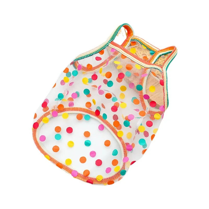 Pet Strap Sunscreen Vest Mesh Strawberries Dog Dog Cat Clothing Supplies Thin Teddy Bear Colorful Dot Top Puppy Clothes