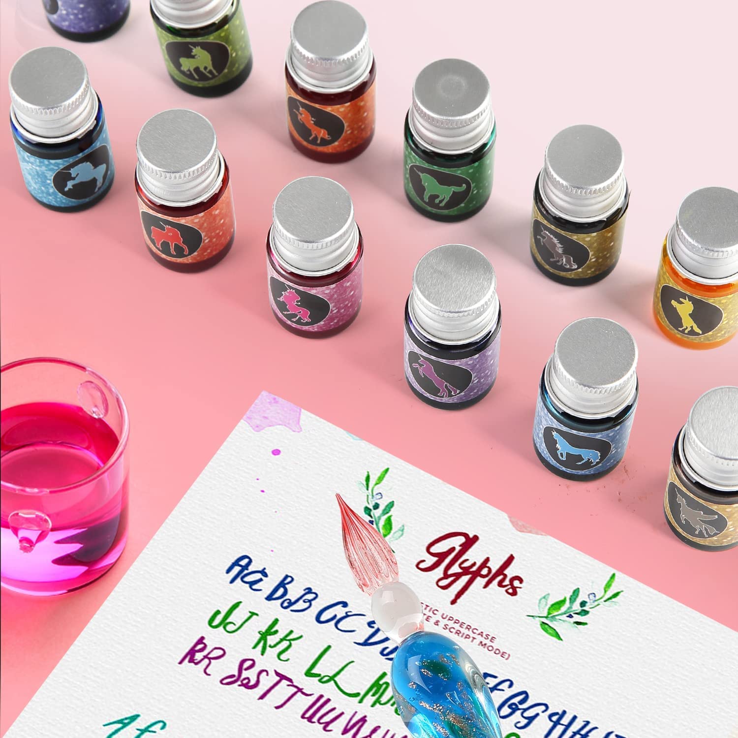 2023 Calligraphy Glass Dip Pen Ink Set