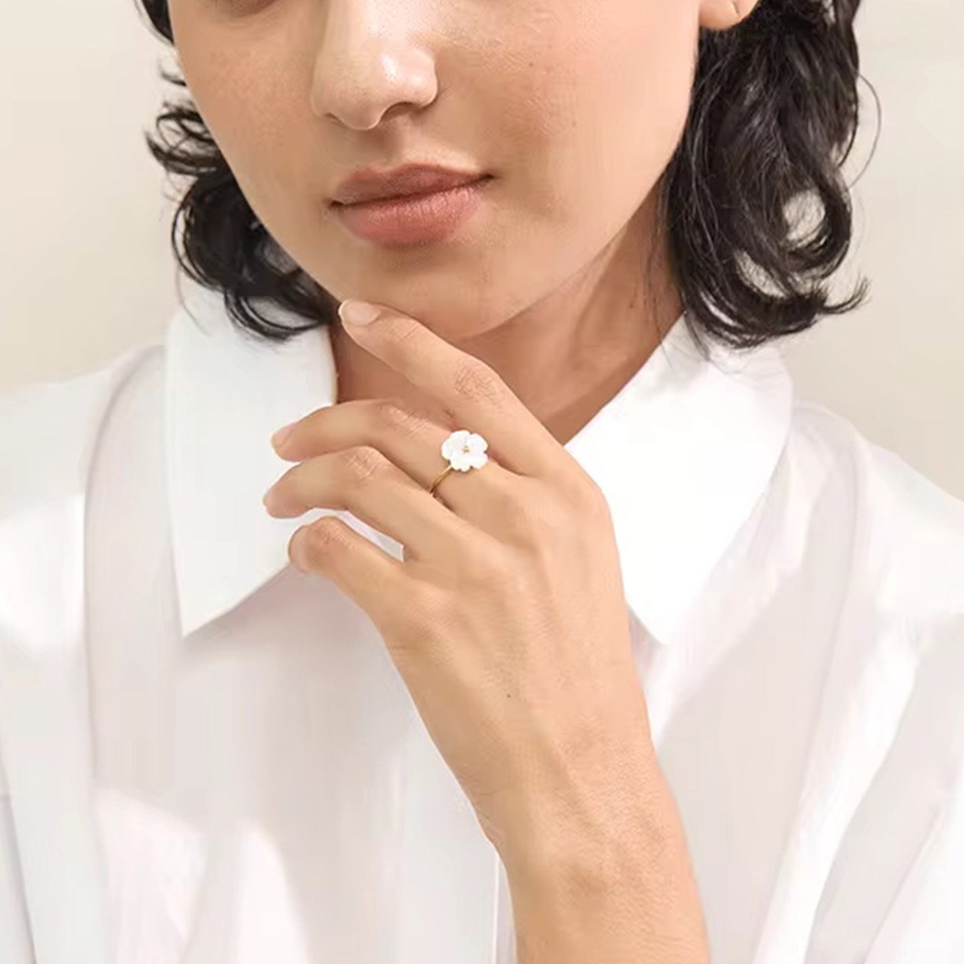 Stainless Steel Flower Ring Female Niche Design Ring Titanium Steel Jewelry Bracelet Rings
