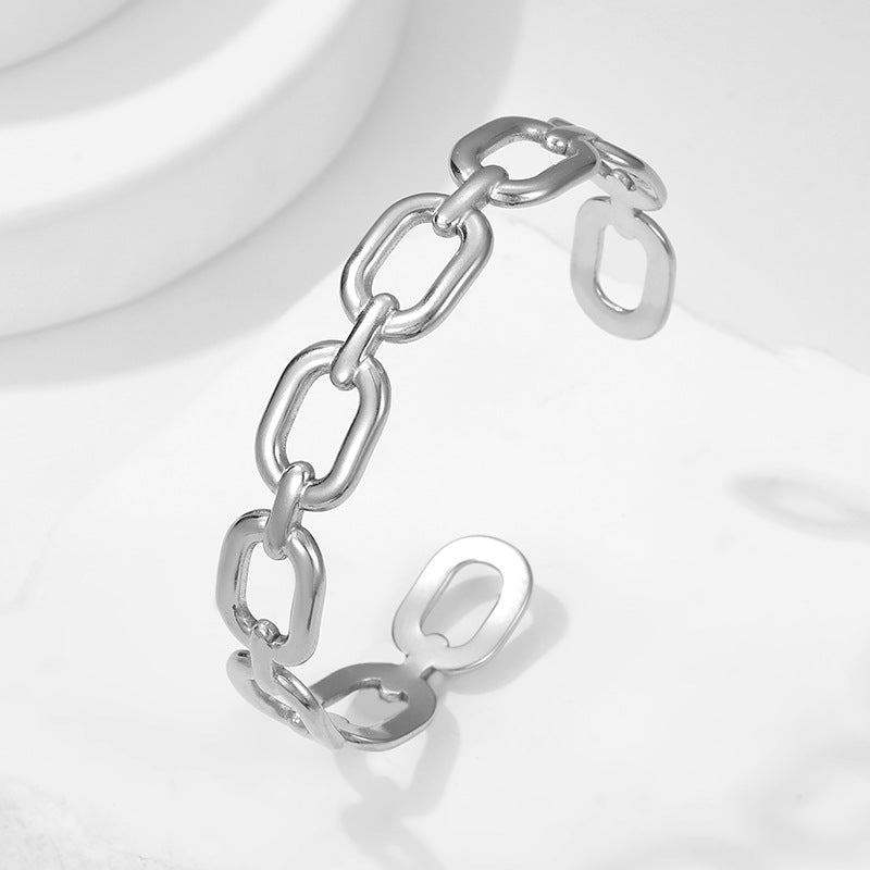2 Pieces Expressive Stripe Stainless Steel Electroplating Bangles