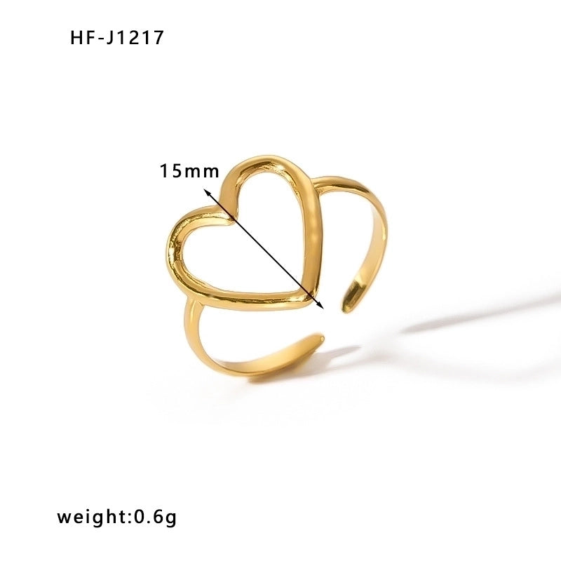 Stainless Steel 18K Gold Plated Minimalist Plating Heart Shape Crown Bow Knot Rings