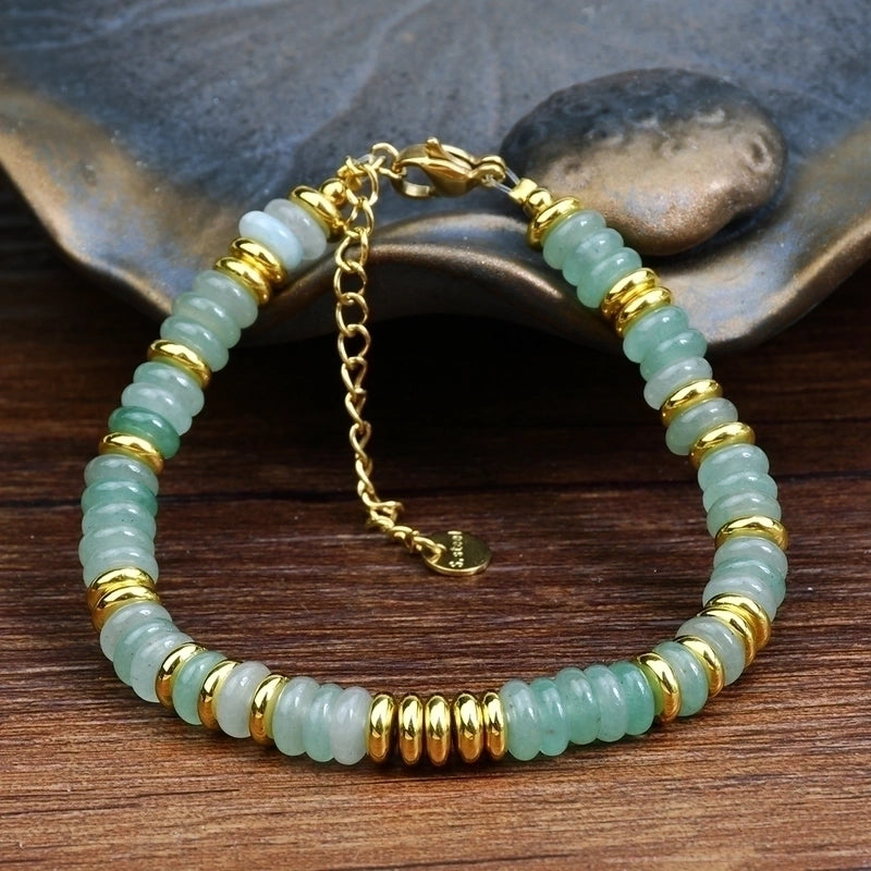 Minimalist Classic Style Round 316L Stainless Steel  Semi-precious Stone Bracelets