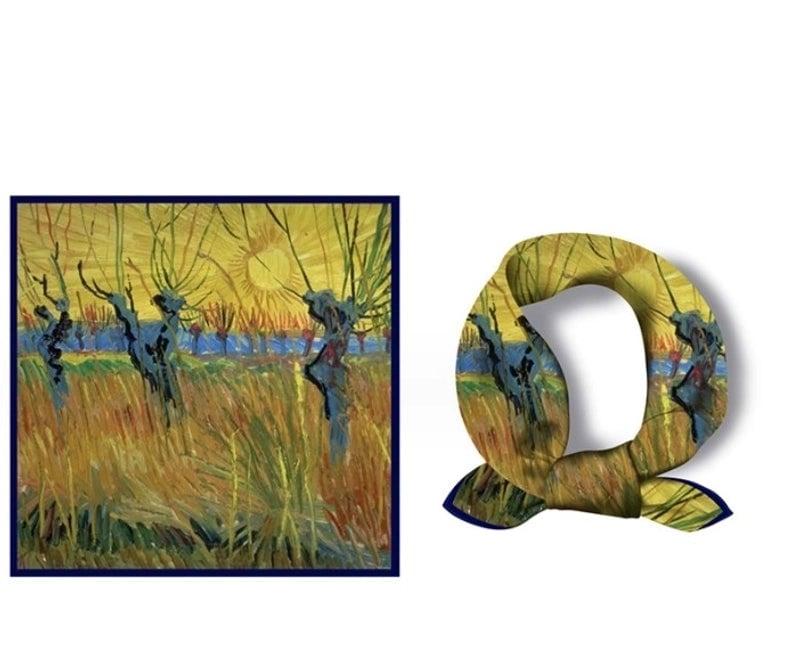 Women's Elegant Oil Painting Polyester Silk Scarf