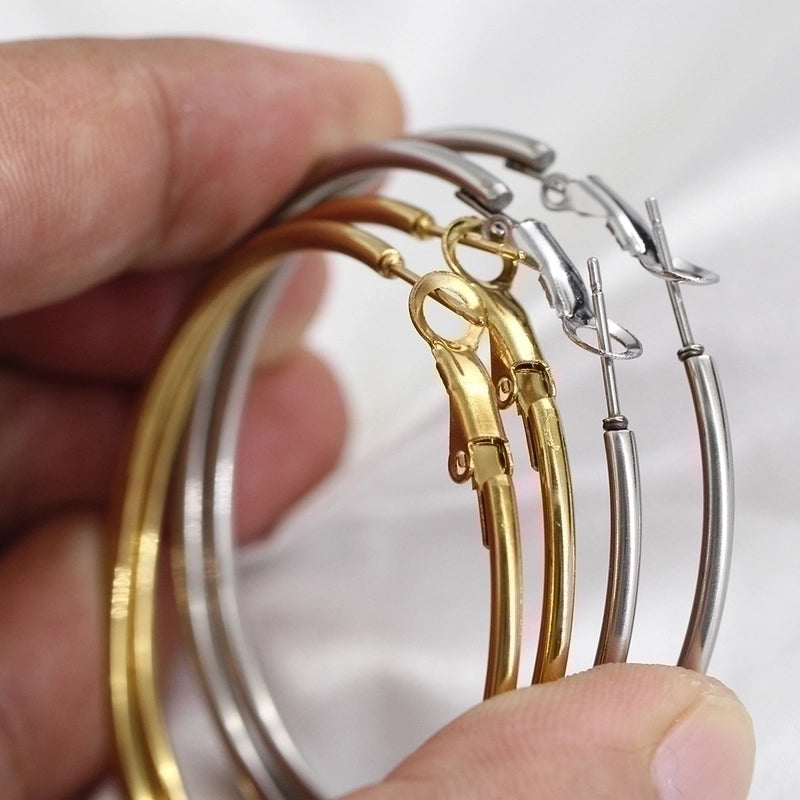 1 Pair Minimalist Round Plating Titanium Steel Earrings