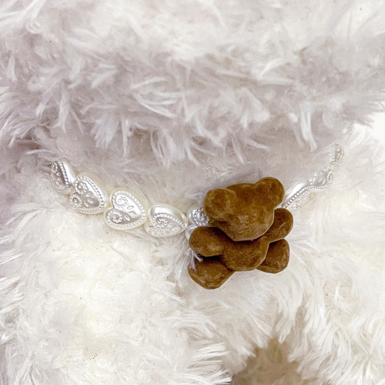 Bear Decor Pearl Dog Cat Necklace