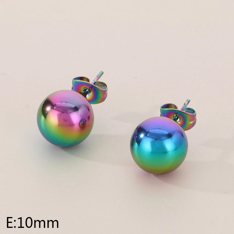 1 Pair Minimalist Round 304 Stainless Steel 18K Gold Plated Ear Studs