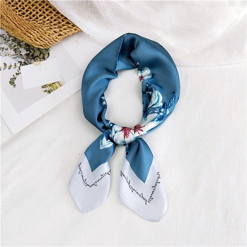 Women's Minimalist Printing Satin Silk Scarf