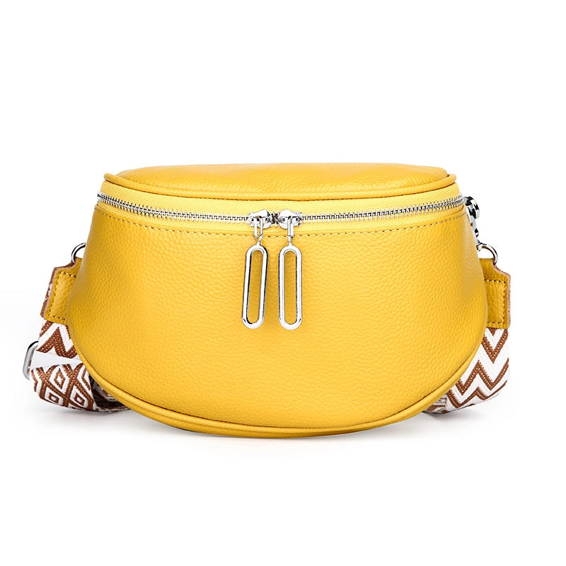 Medium All Seasons Leather Solid Color Fashion Square Zipper Saddle Bag
