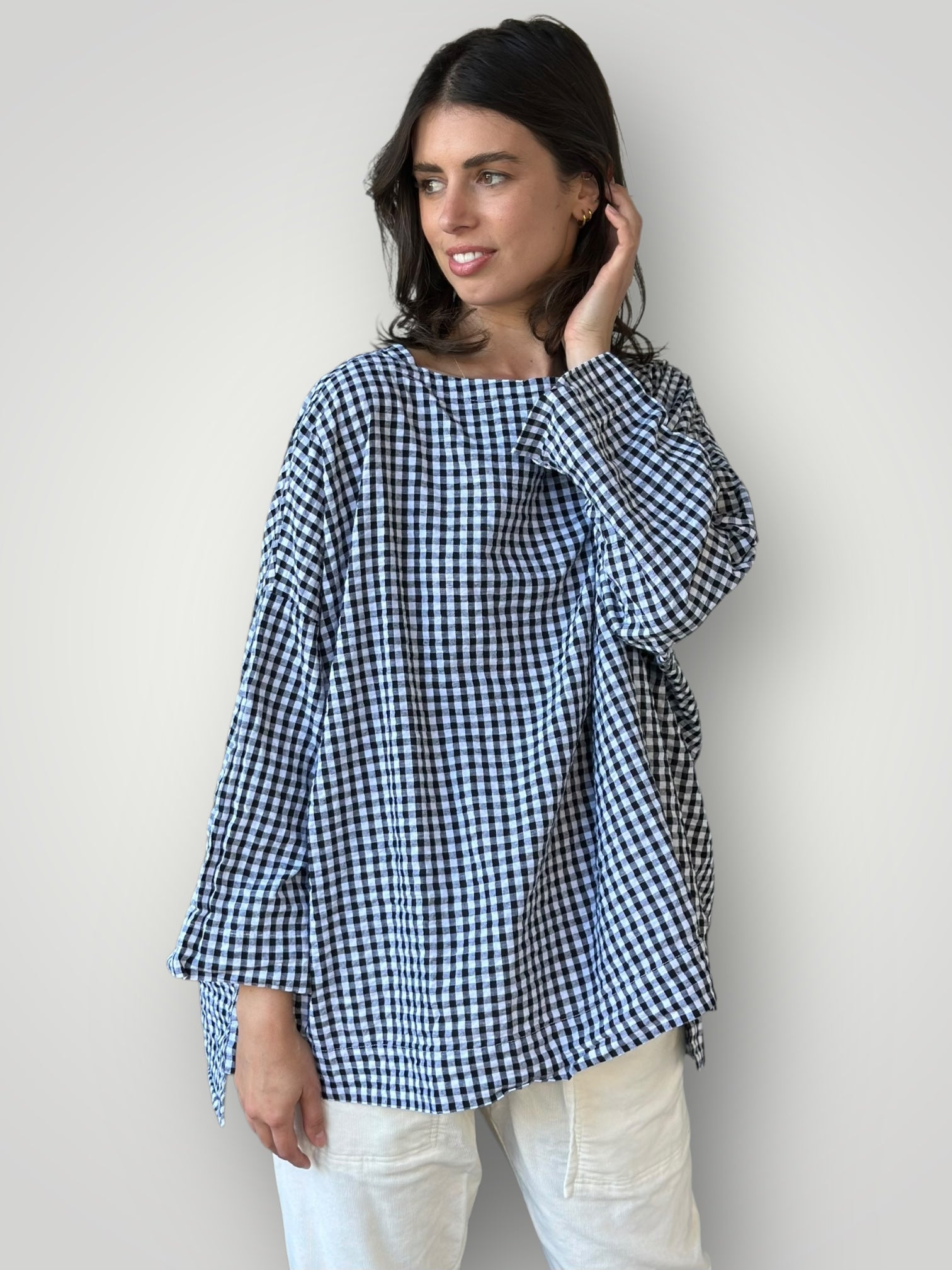 avril top - black /white gingham