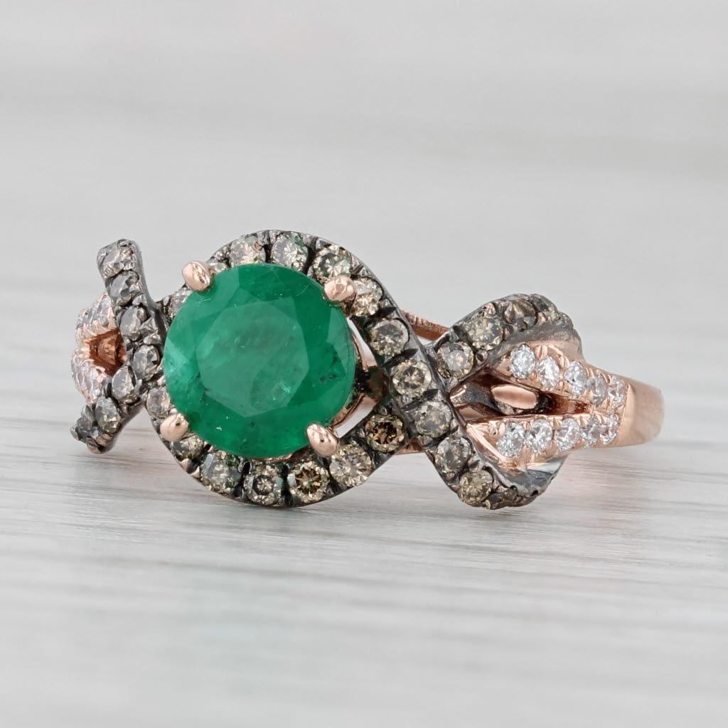 Le Vian Emerald Diamond Ring 14k Rose Gold Size 7 Engagement