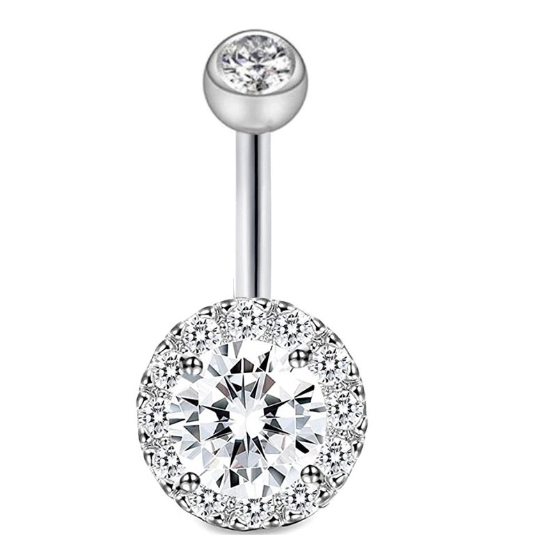 5 Pieces Fashion Water Droplets Stainless Steel Inlay Zircon Belly Ring 5 Pieces