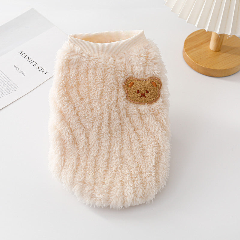 Warm Fleece Bear Printed Dog Cat Vest