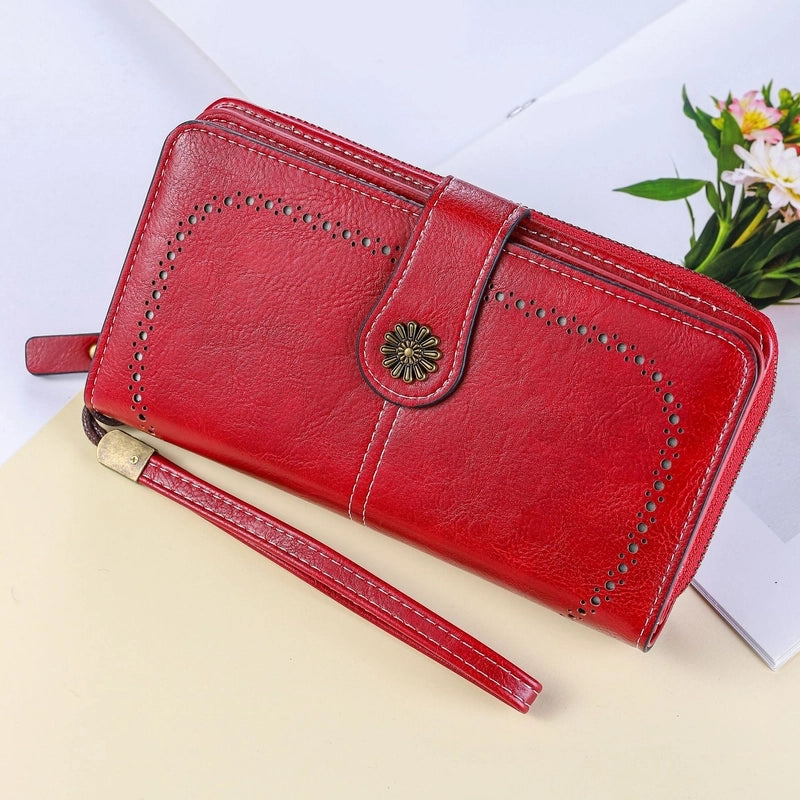 Women's Solid Color Pu Leather Zipper Wallets